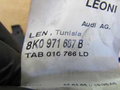 Audi OEM A4 B8 Door Wiring Harness, Rear Right 8K0971687B 2009 2010 2011 S47